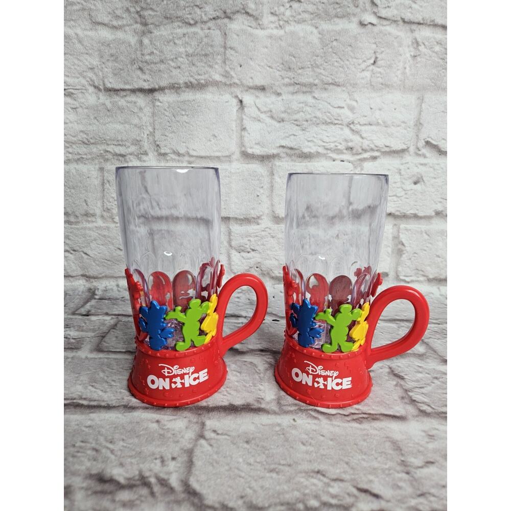 2 disney on ice light up cup snow cone mickey mouse